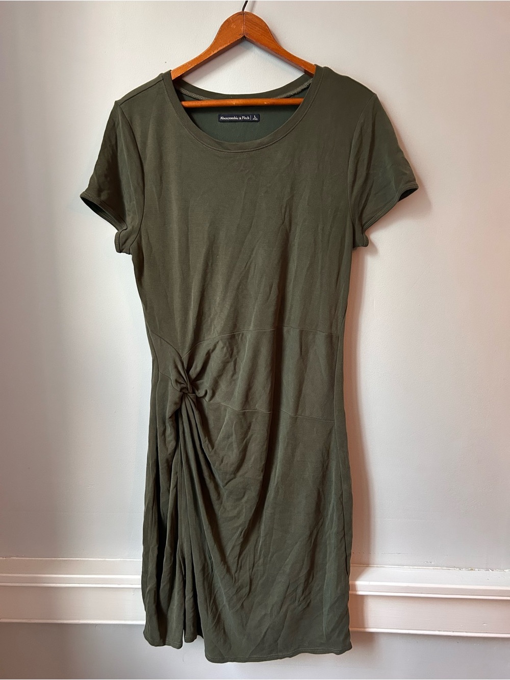 Abercrombie & Fitch Dress Womens Large Green Bodycon Twisted Side Career Preppy